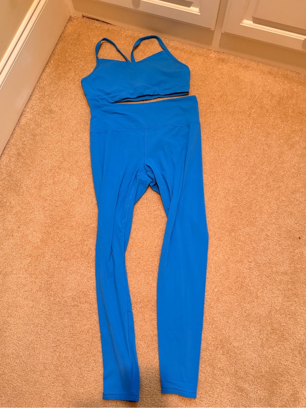 Blue Women's Leggings and sports bra set
